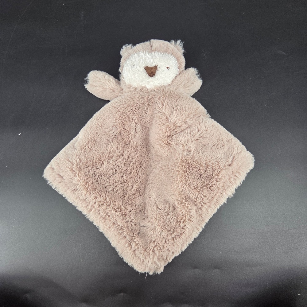 Elegant Baby Owl Lovey Security Blanket  Faux Fur Taupe Brown Cream Snuggler